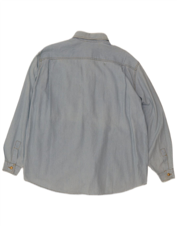 Camisa jeans feminina grande da Roccobarocco IT 42 algodão azul médio