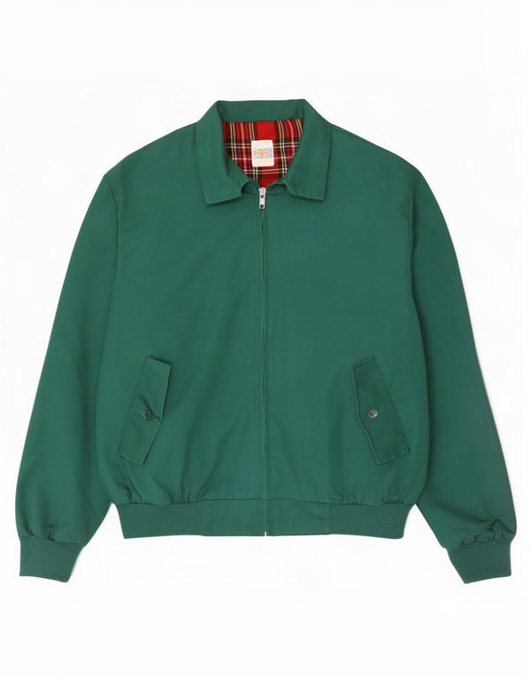 Jaqueta bomber masculina vintage UK 40 poliéster verde grande