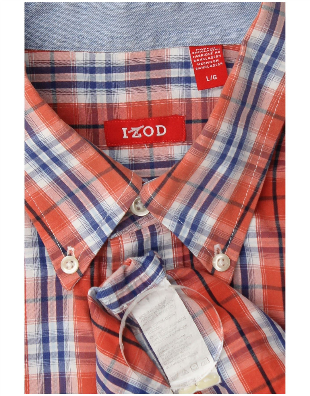 Camisa masculina Izod grande algodão xadrez laranja