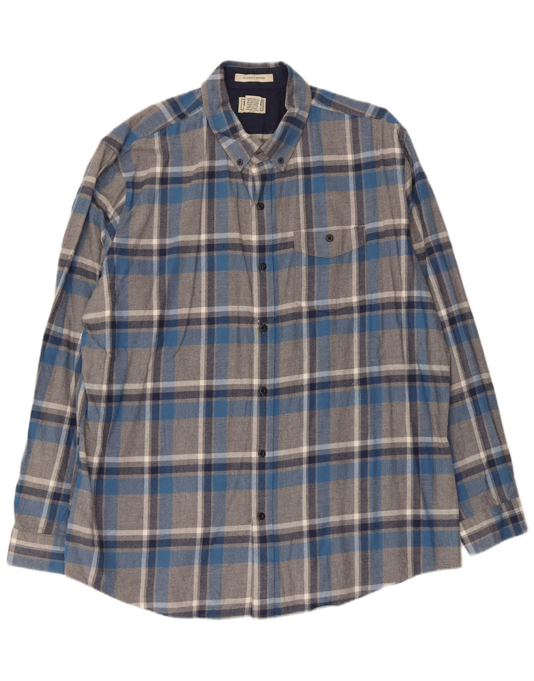 Camisa masculina de flanela L.L.Bean XL cinza xadrez algodão
