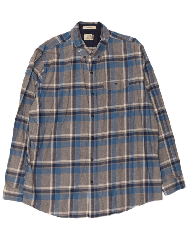 Camisa masculina de flanela L.L.Bean XL cinza xadrez algodão