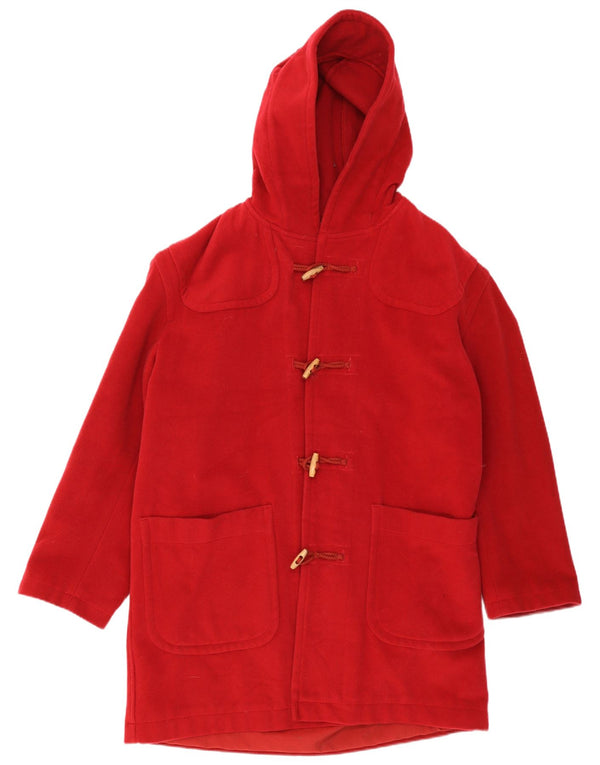 Sisley Womens Hooded Oversized Duffle Coat Reino Unido 16 Grande Lã Vermelha