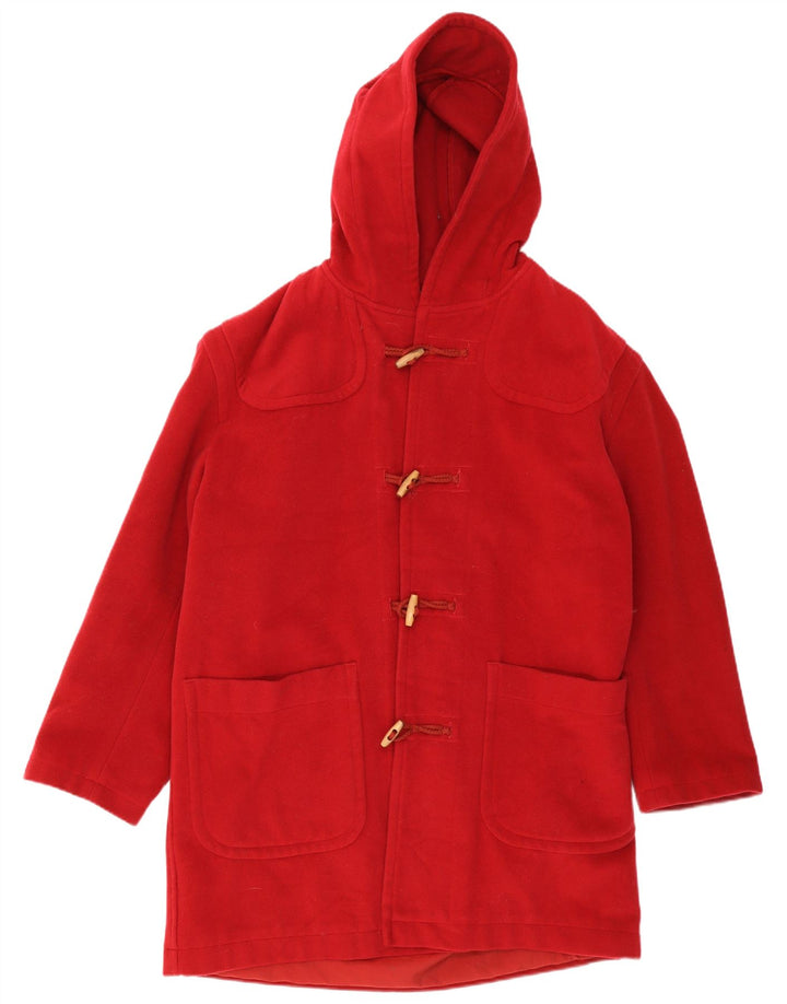 Sisley Womens Hooded Oversized Duffle Coat Reino Unido 16 Grande Lã Vermelha