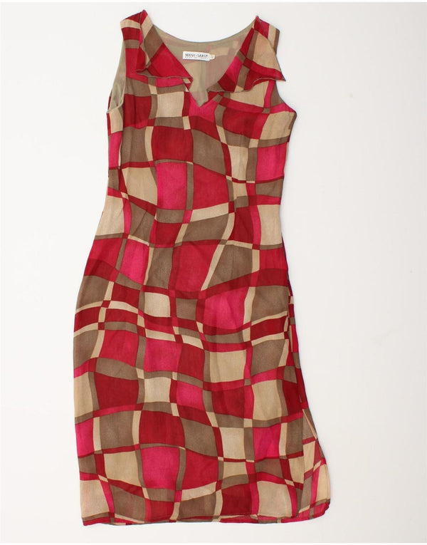 Vestido básico feminino vintage sem mangas IT 42 médio vermelho geométrico