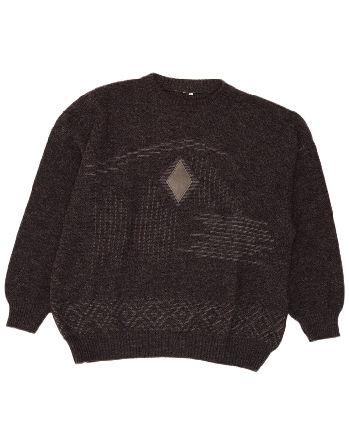 Suéter masculino VINTAGE com gola redonda IT 54 XL cinza Fair Isle Wool