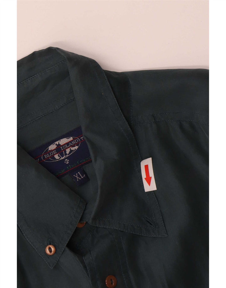 Camisa masculina vintage XL seda verde