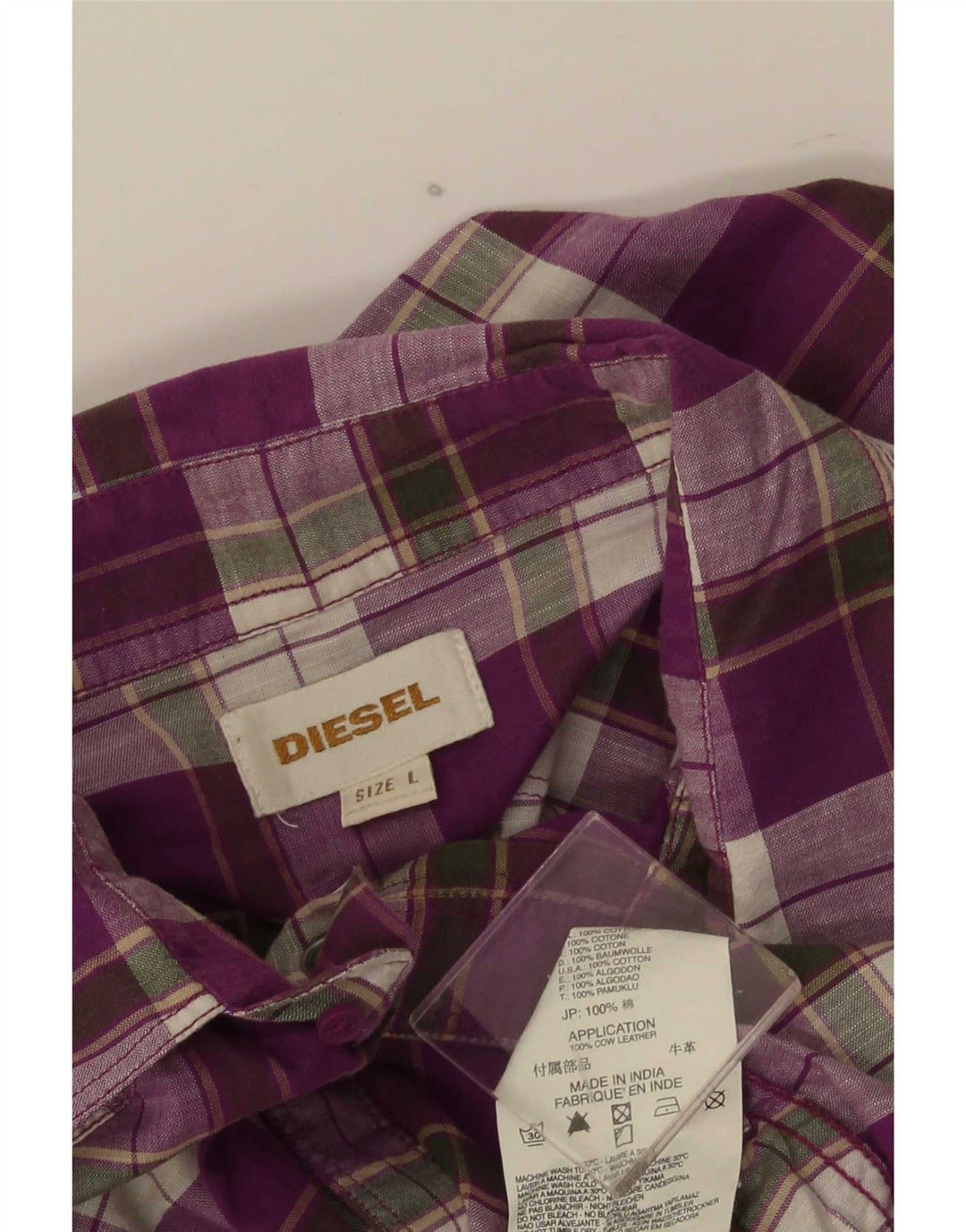 Camisa masculina de flanela Diesel grande algodão xadrez roxo