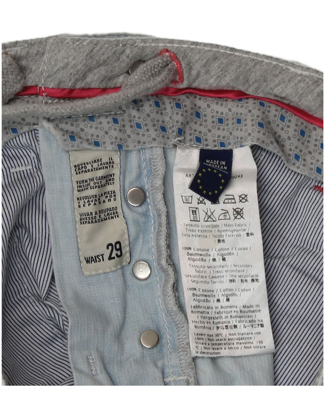 Shorts jeans masculino Gas W29 algodão azul médio