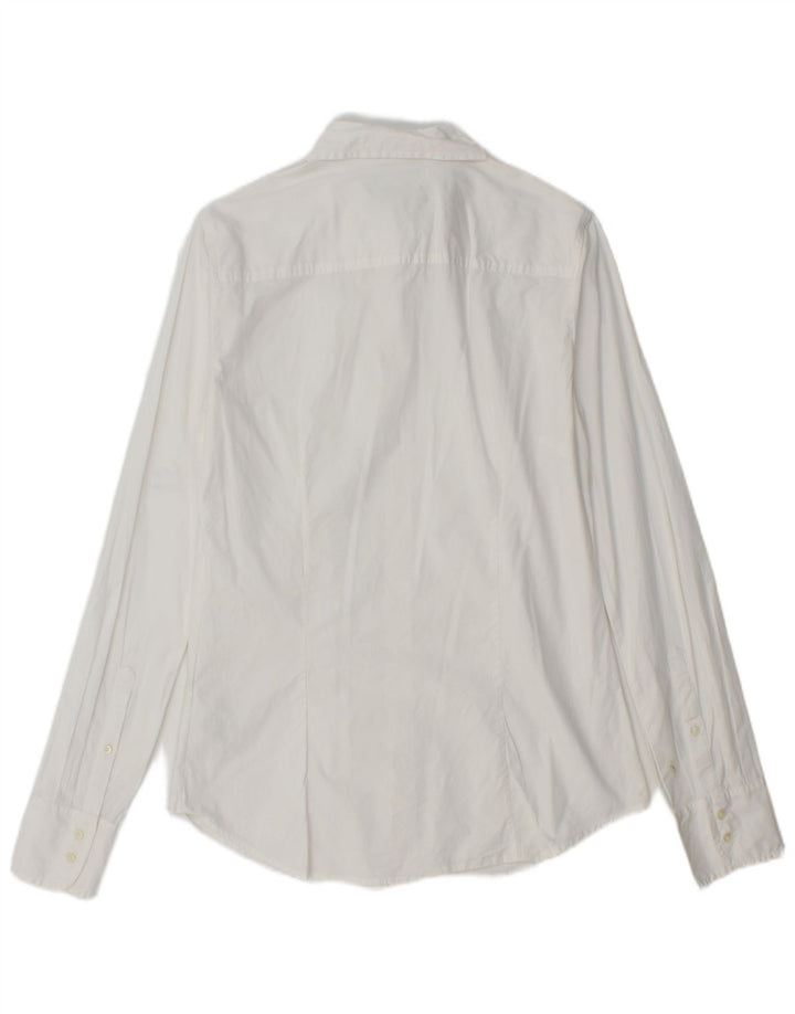 Camisa Slim Feminina J. Crew EUA 8 Algodão Branco Médio