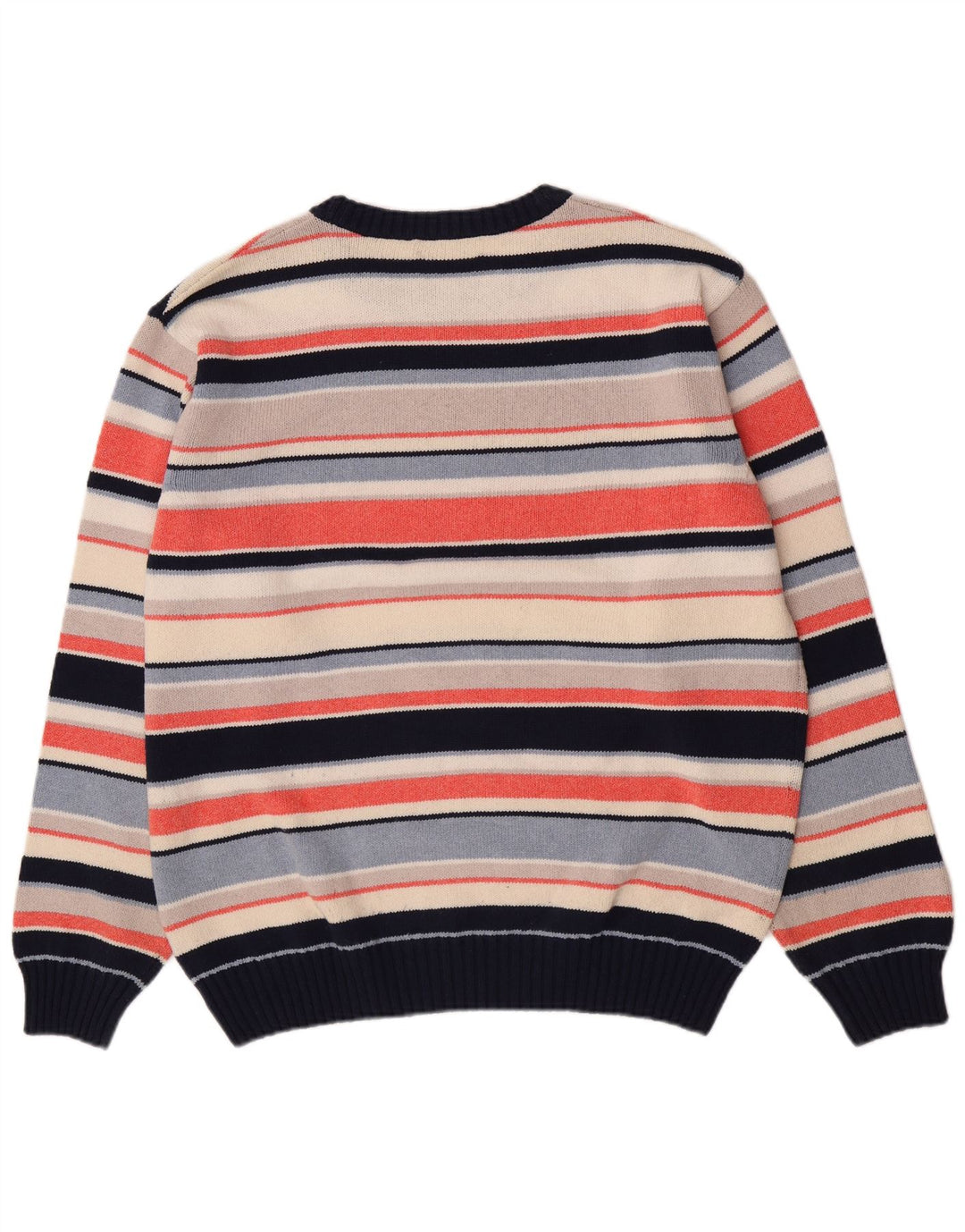 Il Granchio Suéter masculino com gola redonda, grande listrado multicolorido