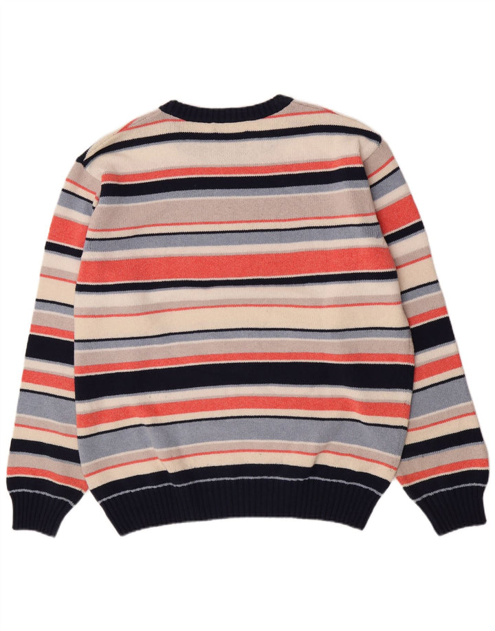 Il Granchio Suéter masculino com gola redonda, grande listrado multicolorido