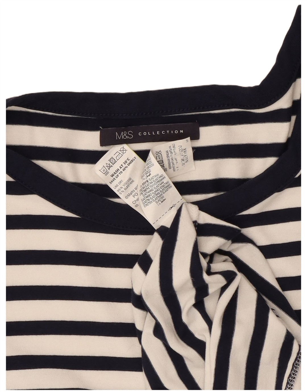 Vestido bainha feminino Marks & Spencer UK 12 viscose listrada azul marinho médio