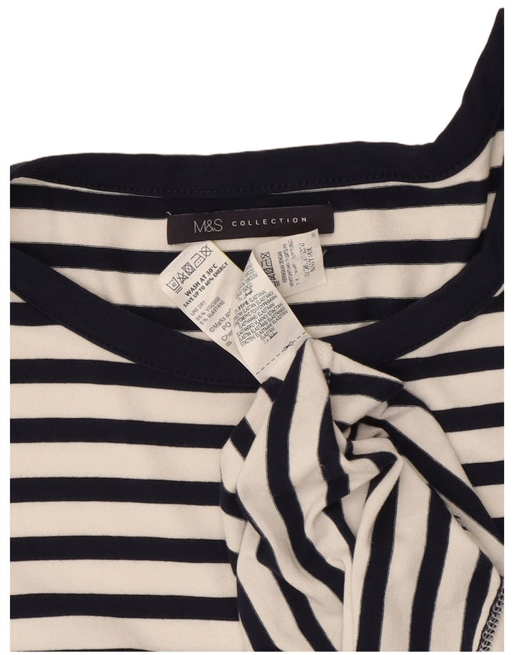 Vestido bainha feminino Marks & Spencer UK 12 viscose listrada azul marinho médio