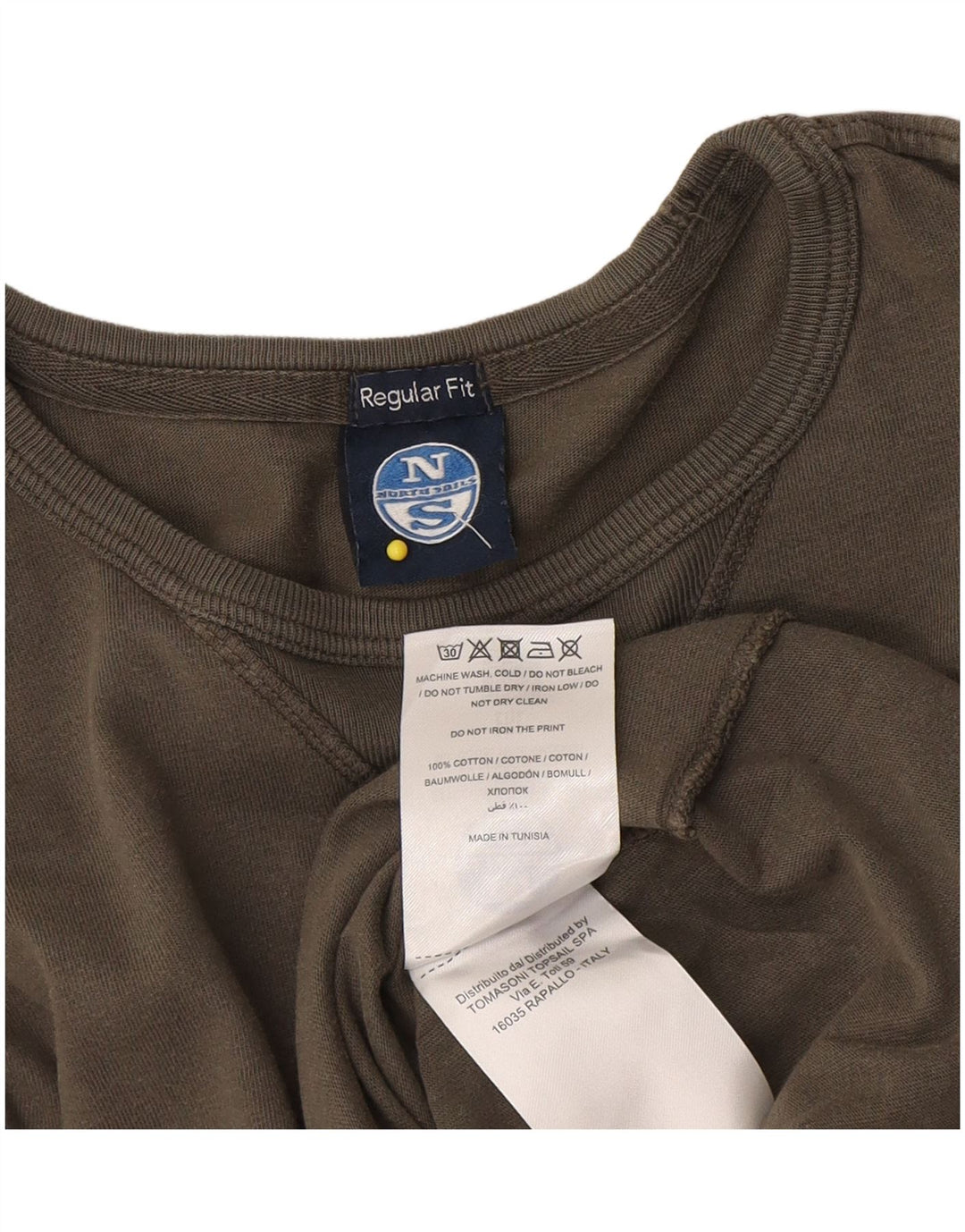 North Sails Mens Regular Fit Gráfico Top Manga Longa Médio Algodão Cáqui