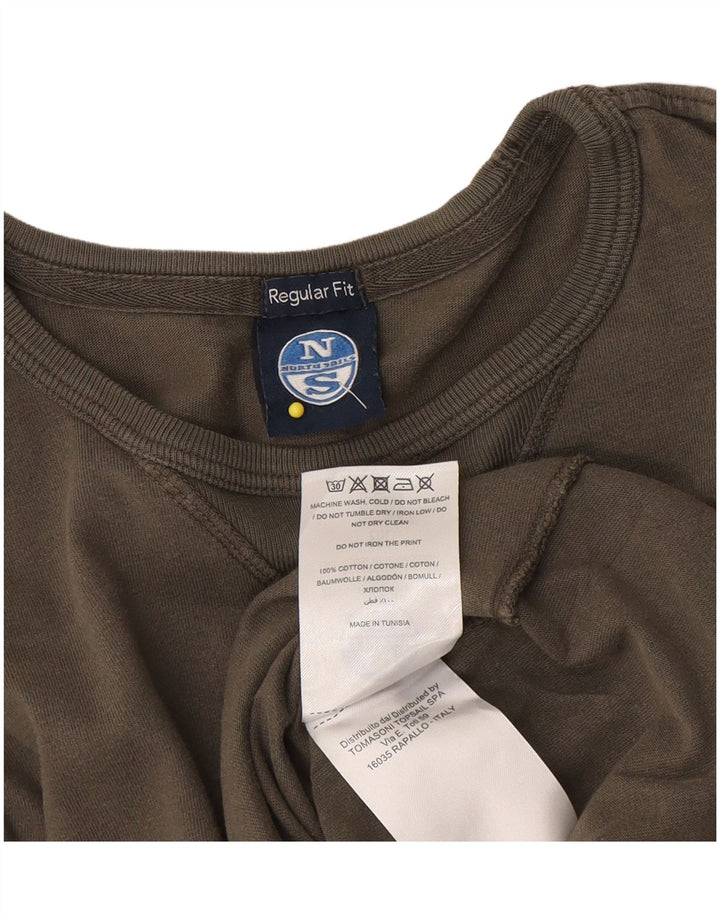 North Sails Mens Regular Fit Gráfico Top Manga Longa Médio Algodão Cáqui