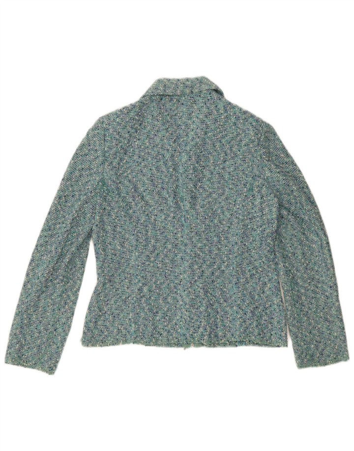 Jaqueta blazer feminina com zíper completo Luisa Spagnoli IT 46 grande azul manchada