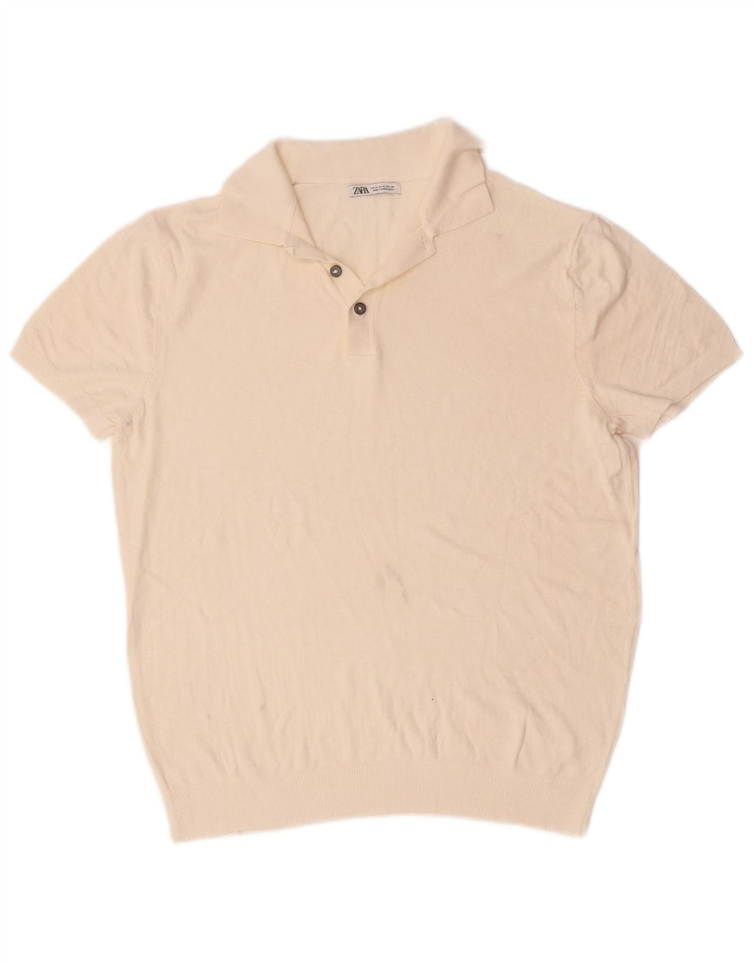 Zara Suéter masculino de manga curta com gola polo médio off white