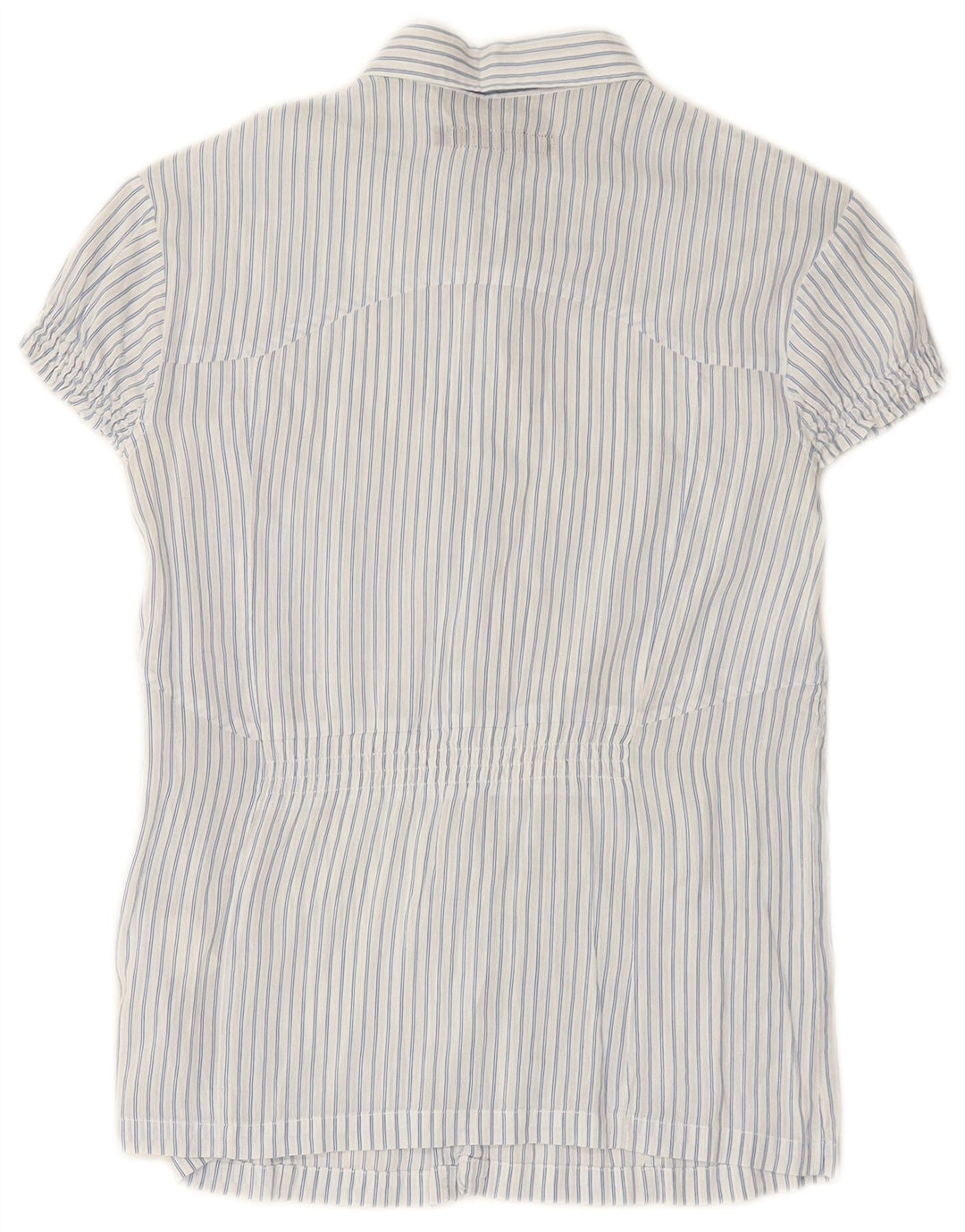 CALVIN KLEIN JEANS Camisa feminina de manga curta UK 12 risca de giz azul médio