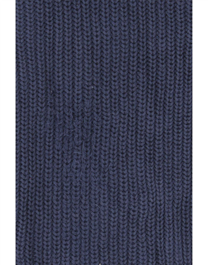 Suéter cardigã masculino com zíper completo L.L.Bean grande algodão azul marinho