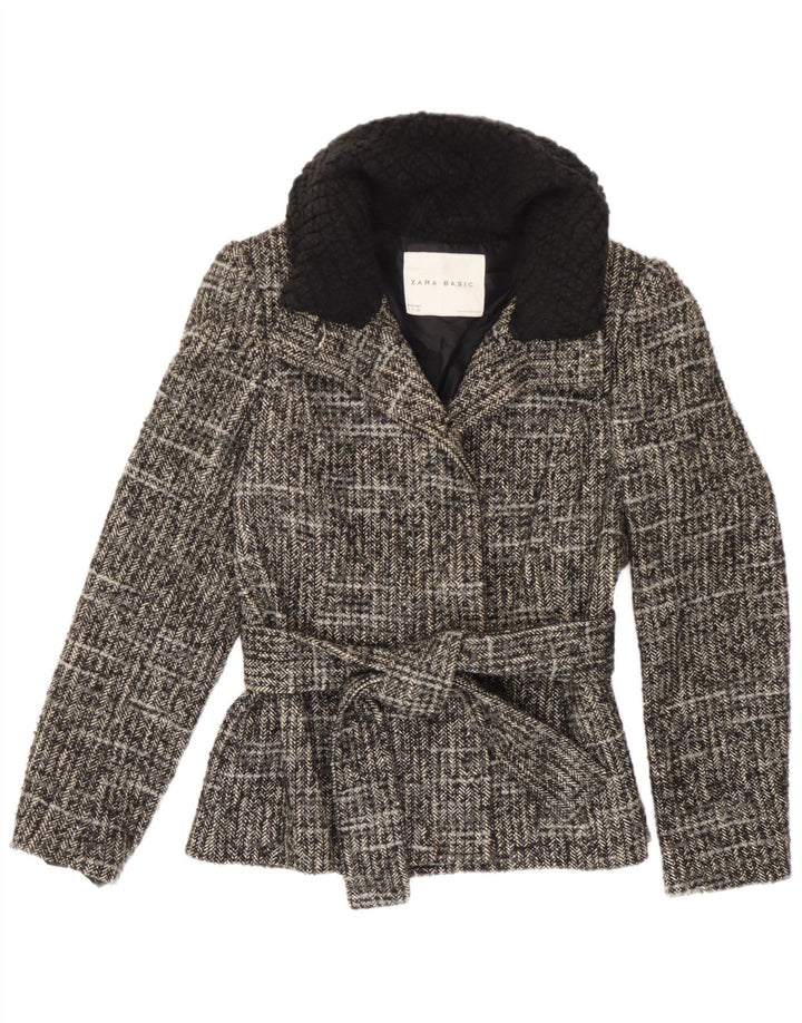 Jaqueta feminina Zara UK 12 algodão cinza médio