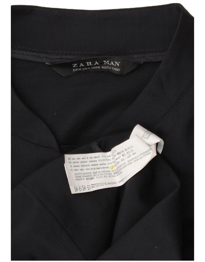 Jaqueta bomber masculina Zara UK 38 lã azul marinho médio
