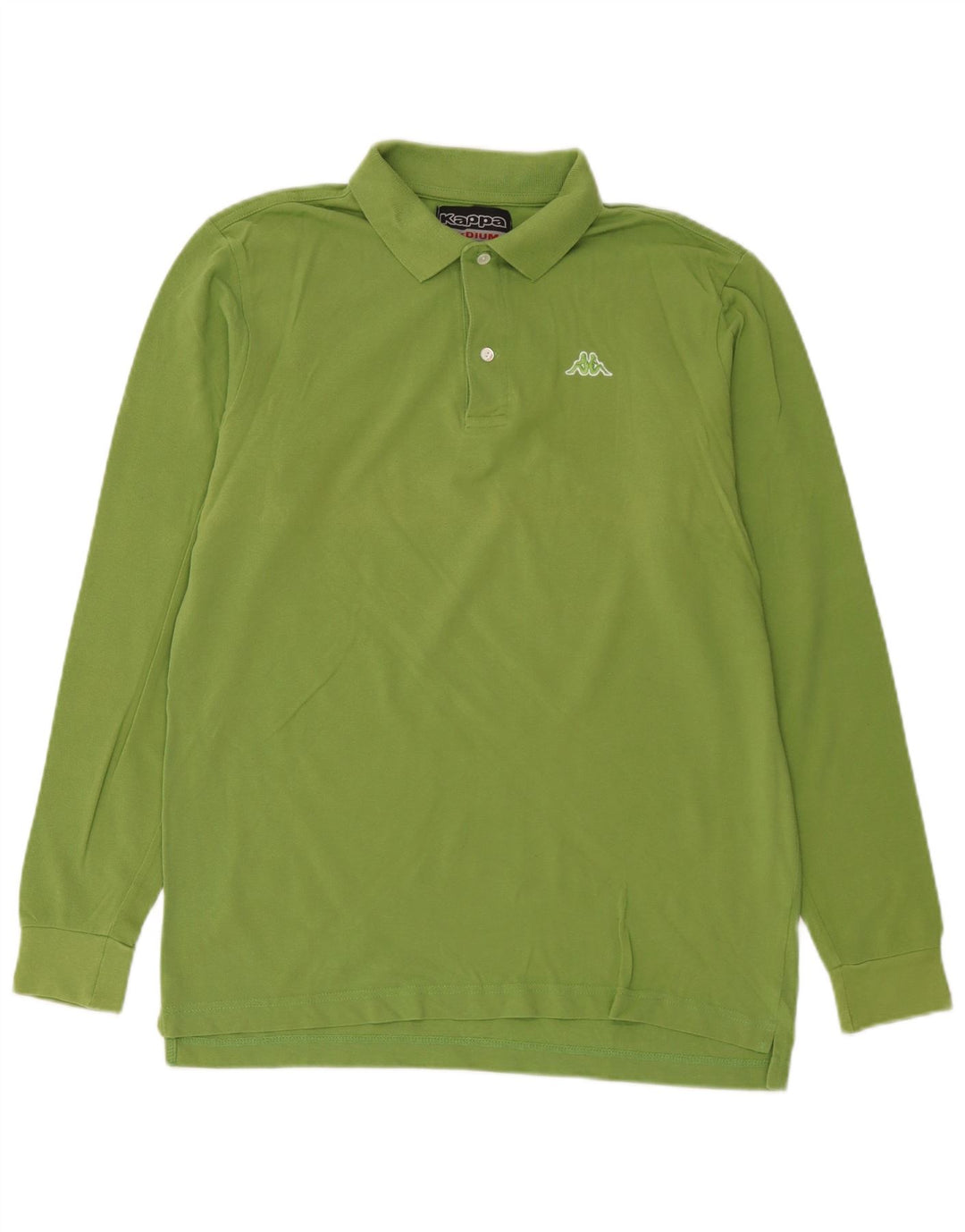 Camisa polo masculina de manga comprida Kappa algodão verde médio