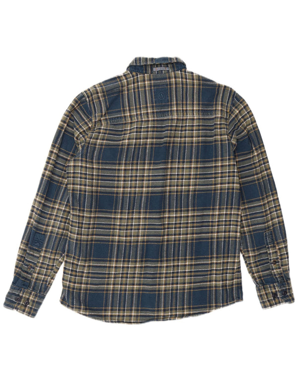 Camisa masculina de flanela Fat Face algodão xadrez azul médio