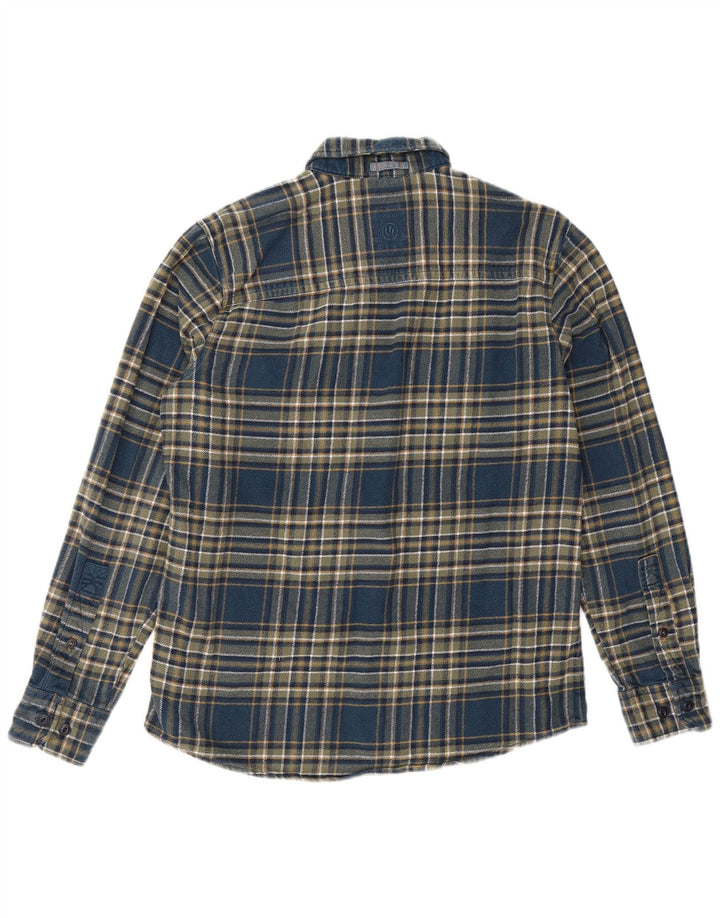 Camisa masculina de flanela Fat Face algodão xadrez azul médio