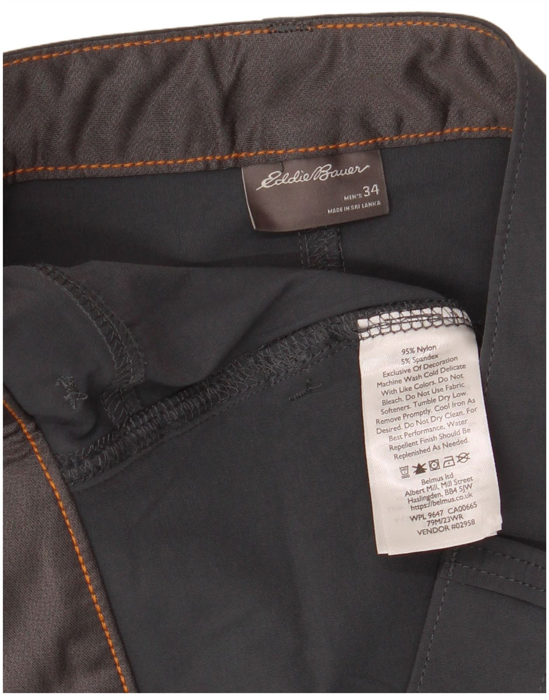 EDDIE BAUER Shorts cargo masculino W34 grande cinza nylon