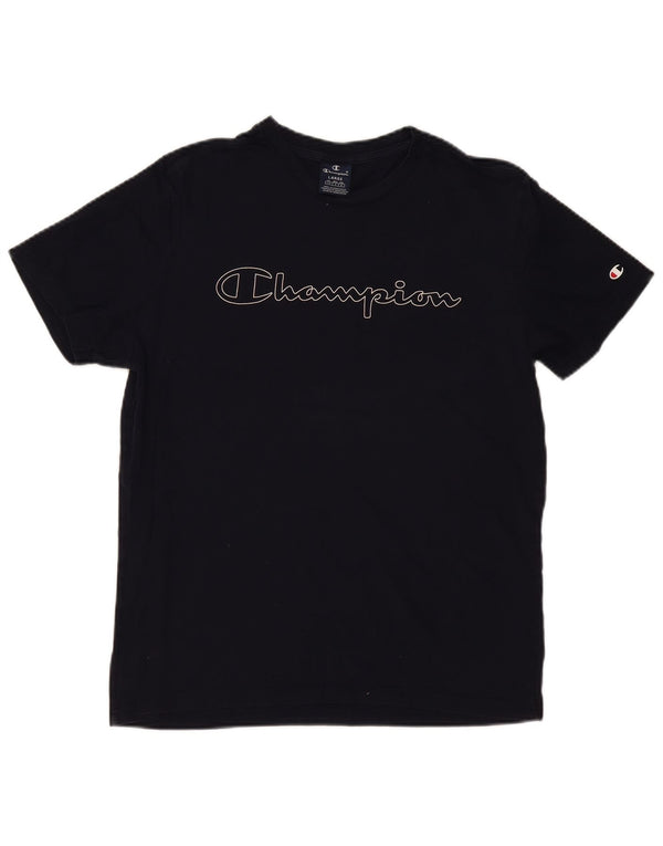 CAMPEÃO Camiseta masculina gráfica grande algodão azul marinho