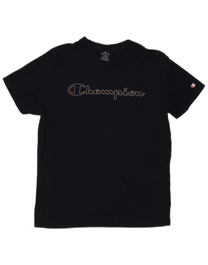 CAMPEÃO Camiseta masculina gráfica grande algodão azul marinho