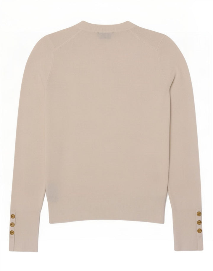 Zara Suéter feminino com gola redonda, Reino Unido 12 Médio Branco