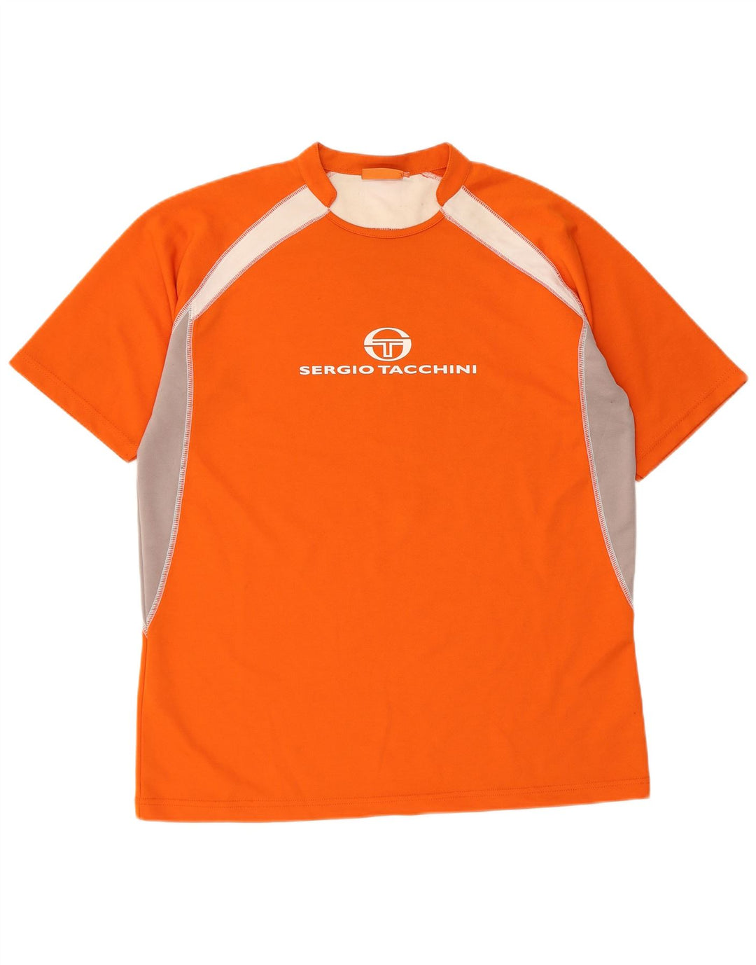 Camiseta gráfica masculina Sergio Tacchini Top XL laranja colorblock poliéster