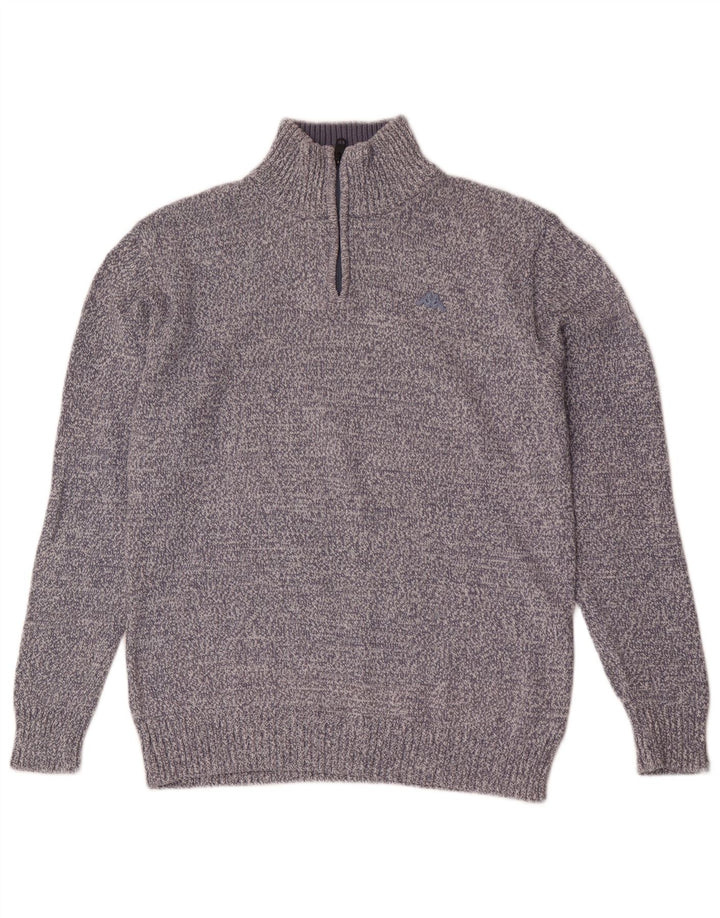 Suéter masculino Kappa com zíper e gola XL azul manchado