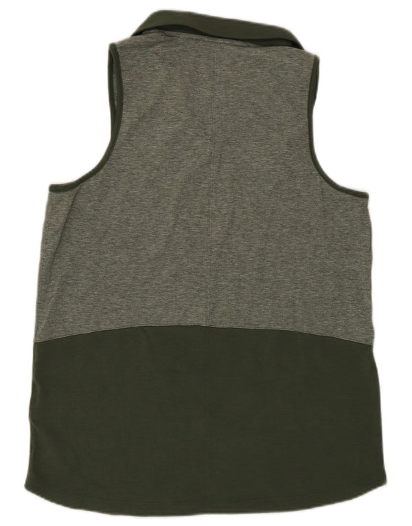 Camisa polo feminina sem mangas Puma UK 10 pequena verde colorblock poliéster