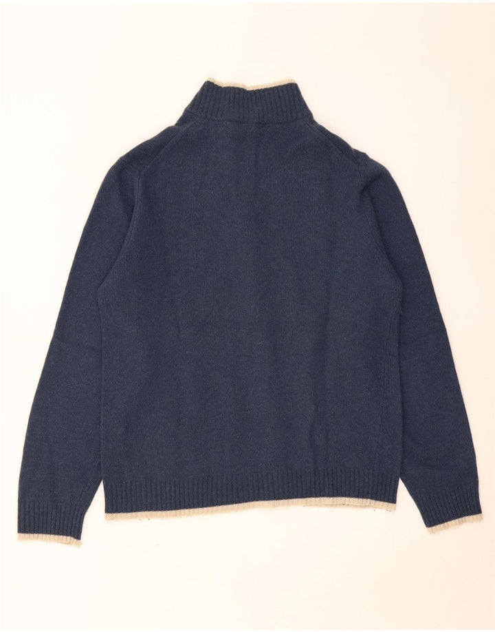 Suéter cardigã feminino Sergio Tacchini Reino Unido 16 grande lã de cordeiro azul marinho