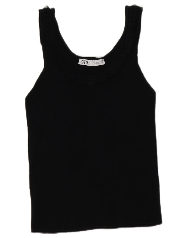 Zara Womens Vest Top UK 16 Grande Modal Preto