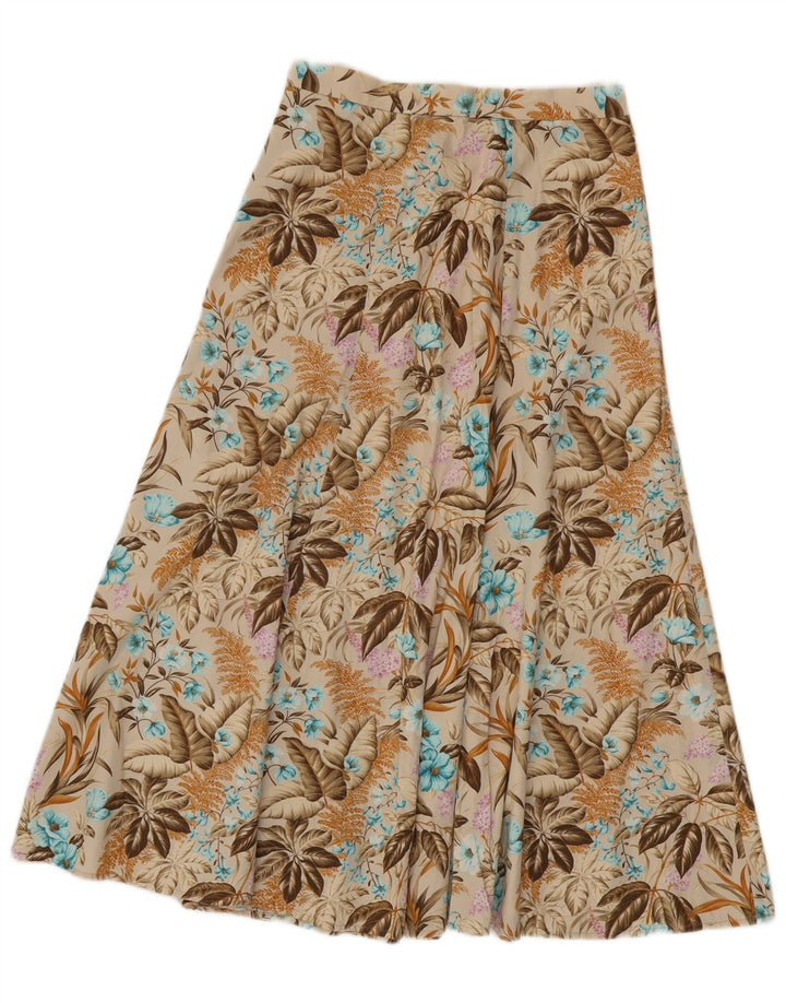Saia larga feminina VINTAGE IT 42 médio W28 bege floral