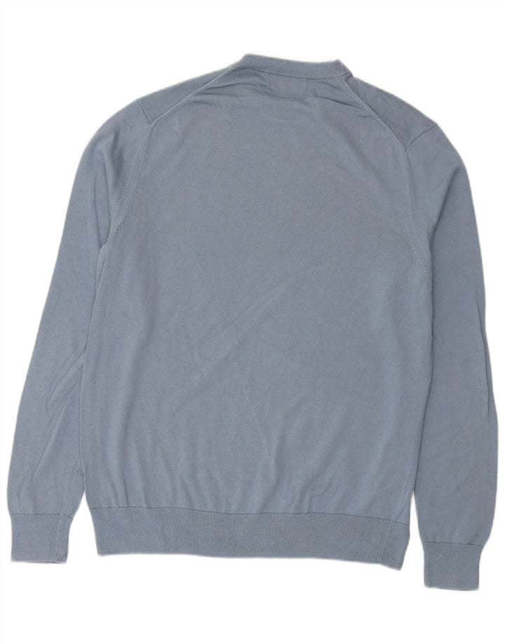 FRED PERRY Suéter masculino com gola redonda, grande algodão azul