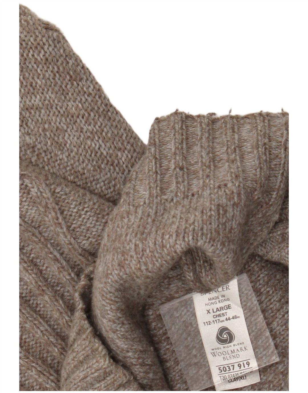 Suéter cardigã masculino Marks & Spencer XL lã marrom