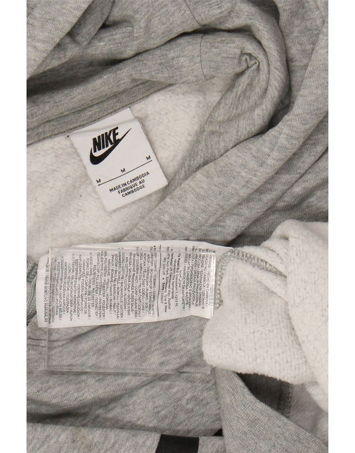 Suéter com capuz gráfico masculino Nike médio cinza algodão manchado