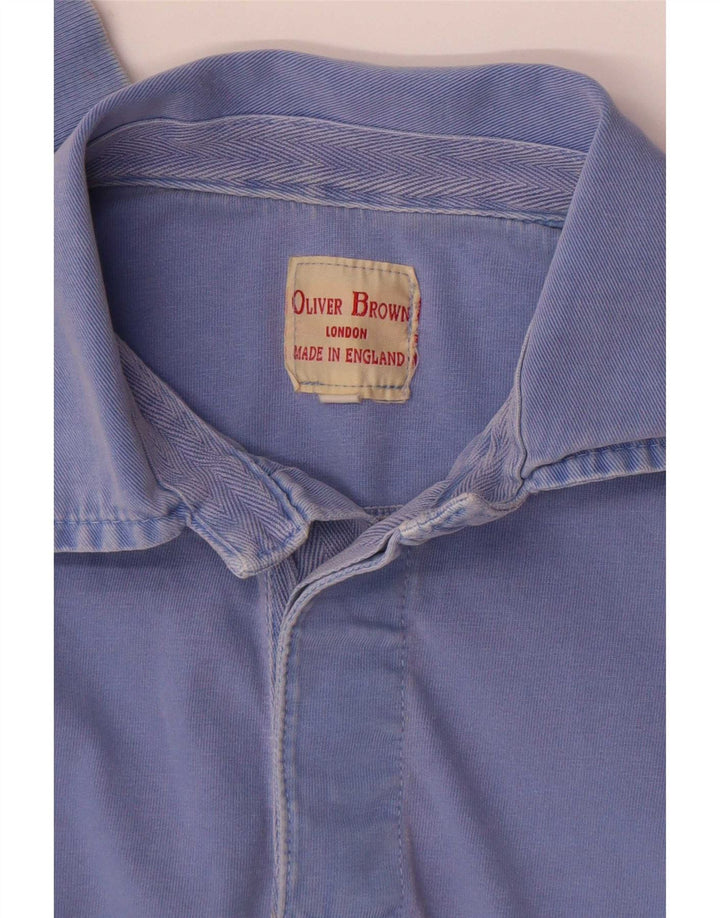 Camisa polo masculina de manga comprida Oliver Brown azul médio