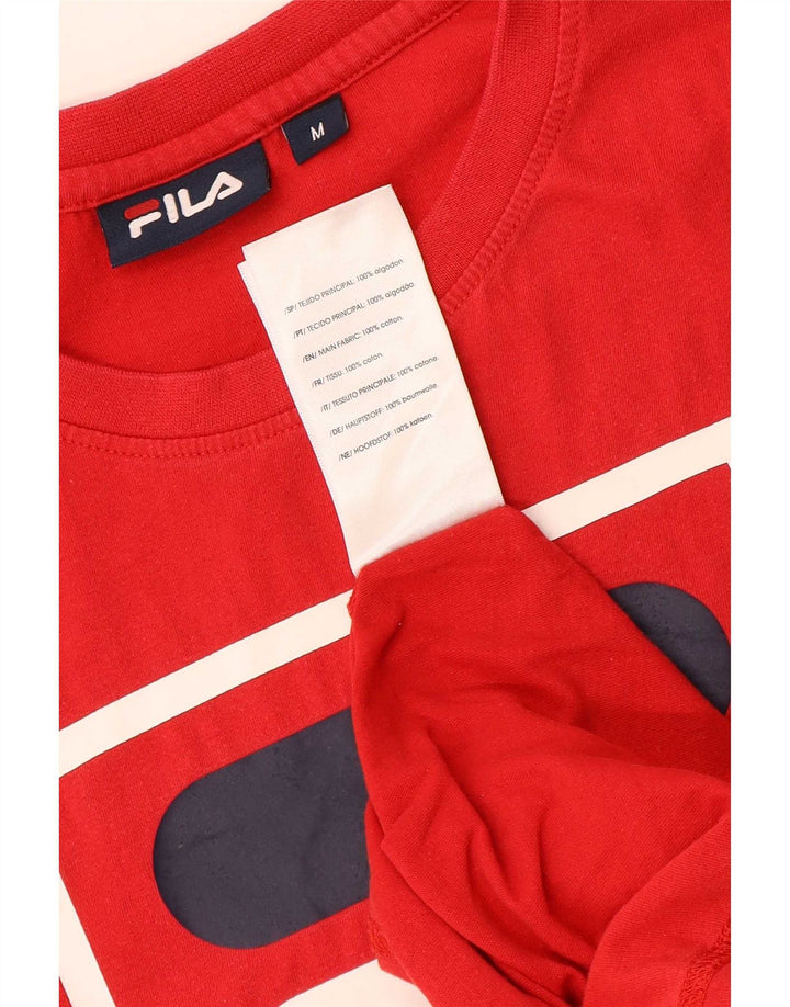Fila Mens Graphic T-Shirt Top Médio Algodão Vermelho