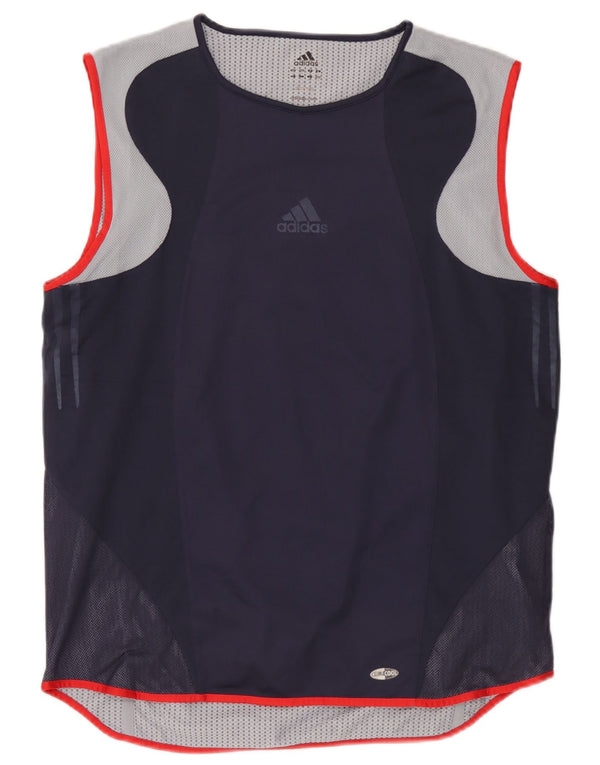 Adidas Mens Climacool Vest Top Grande Azul Marinho Colourblock Poliéster
