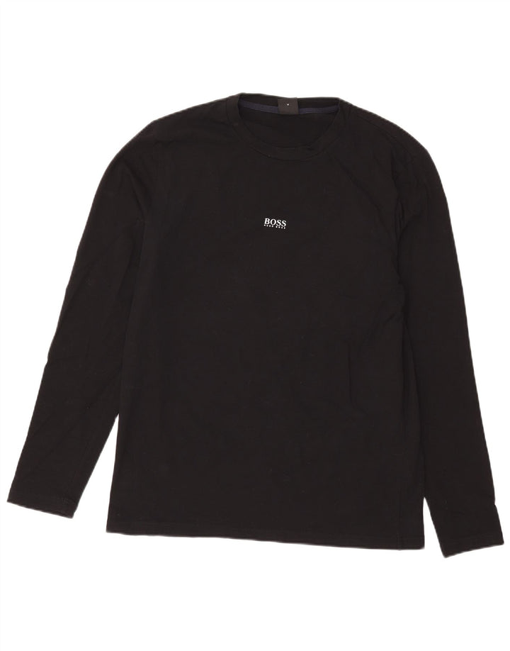 Hugo Boss Mens Top Manga Longa Médio Algodão Preto
