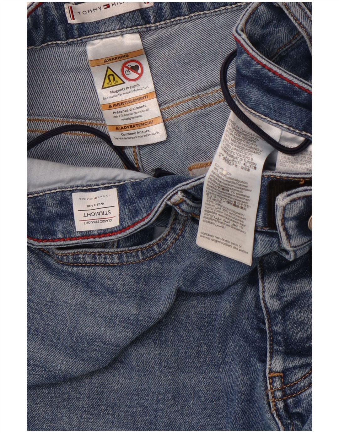 TOMMY HILFIGER Meninas Jeans Classic Fit Straight 15-16 Anos W29 L28 Azul