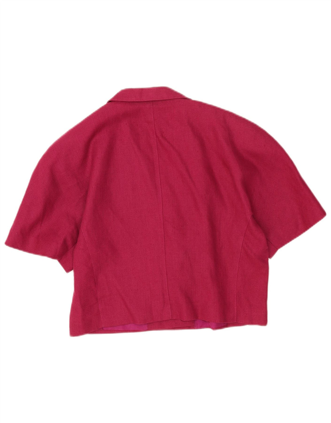 Jaqueta blazer feminina vintage manga curta UK 14 lã rosa média