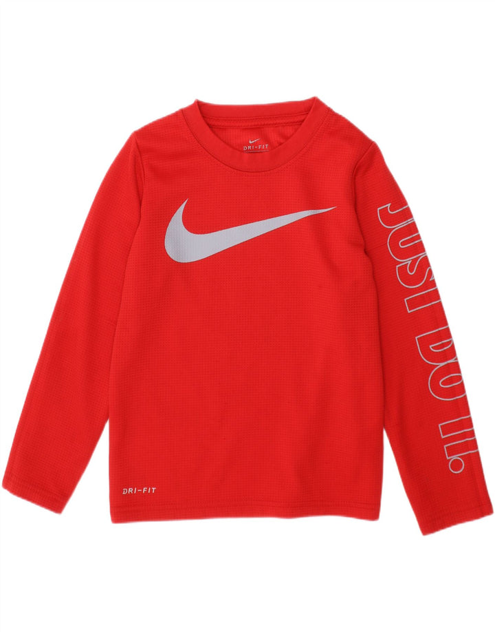 Top gráfico Nike Boys manga comprida 4-5 anos poliéster vermelho