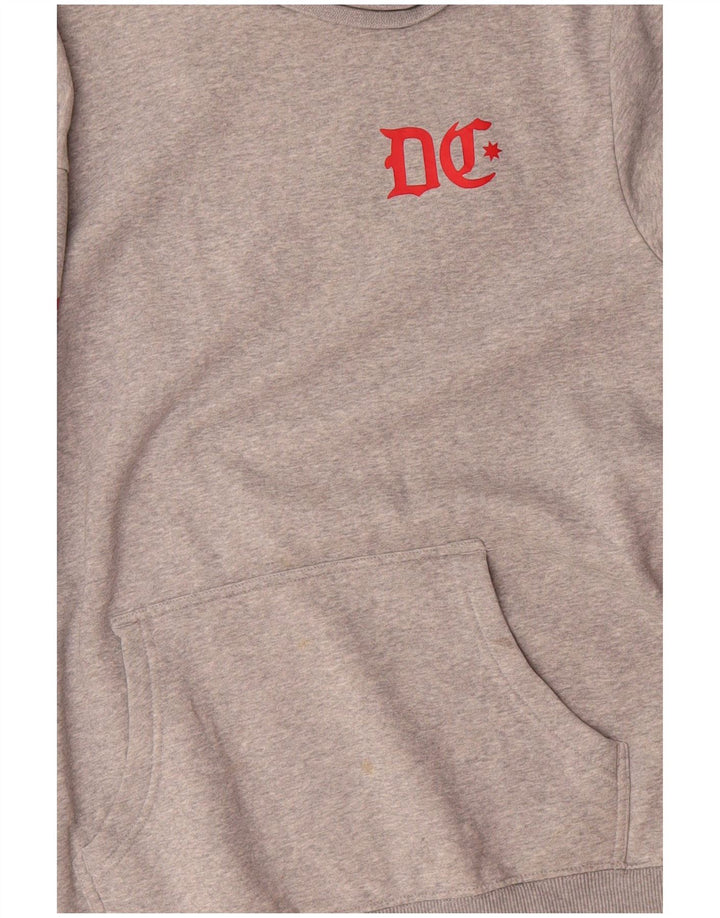 DC Mens Graphic Hoodie Jumper Algodão Cinza Médio