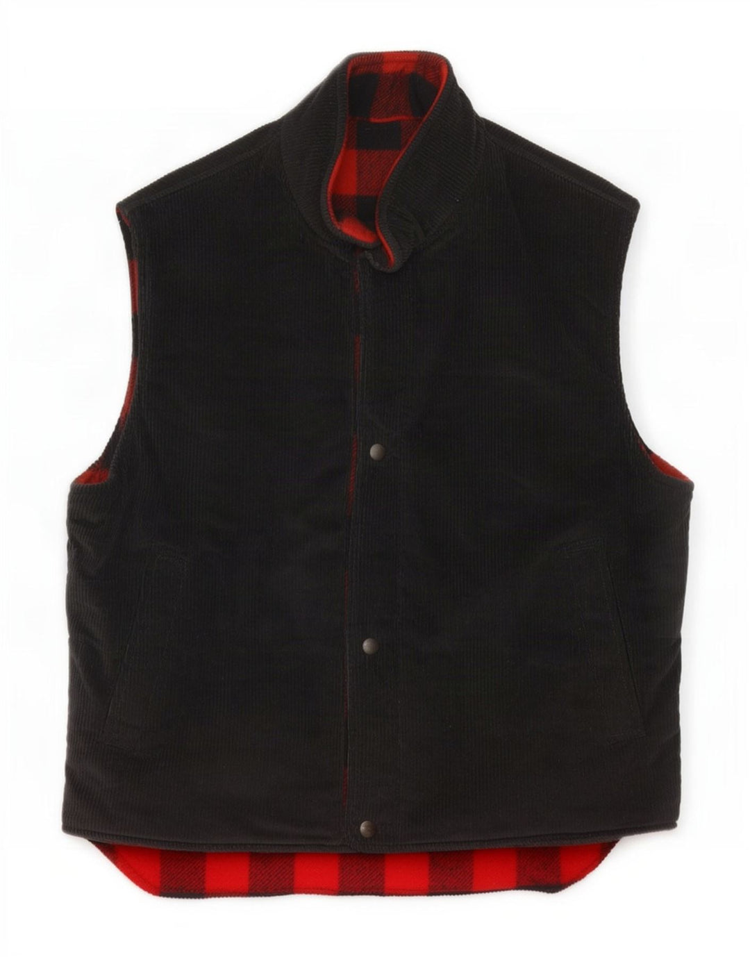 Colete masculino de veludo cotelê reversível Woolrich UK 38 lã preta média